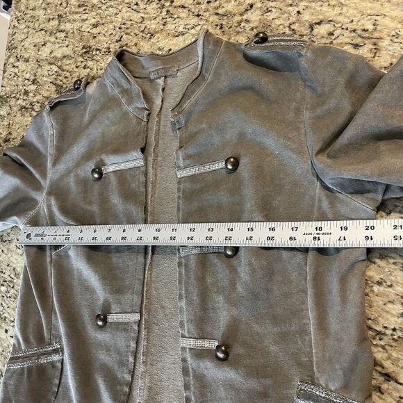 Military Napoleon Style Gray Faded Women Medium Soft Cotton Jacket - Picture 7 of 8